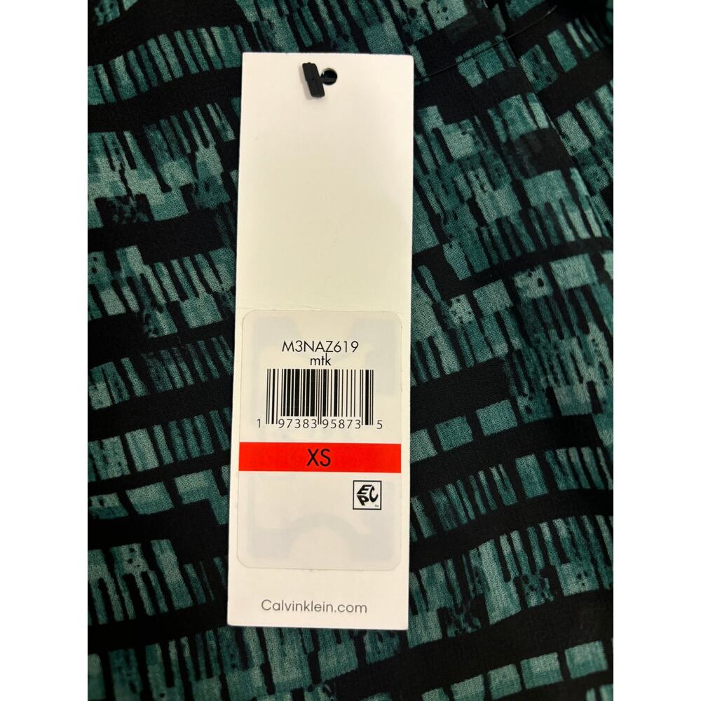NWT Calvin Klein Printed V-Neck Blouse - XS - Picture 5 of 7